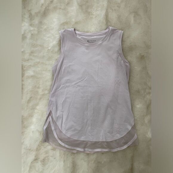 Athleta Light blush Pink Mesh bottom and sides Tank Top size extra small xs - Picture 2 of 4